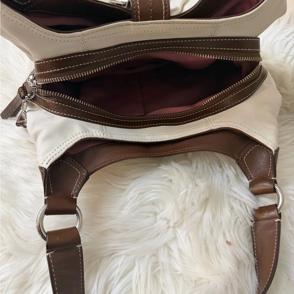 Coach White and Brown Hobo Bag# F15527